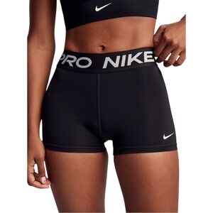 Nike Pro Shorts Women's Size Large Black White Wide Waistband‎ Compression